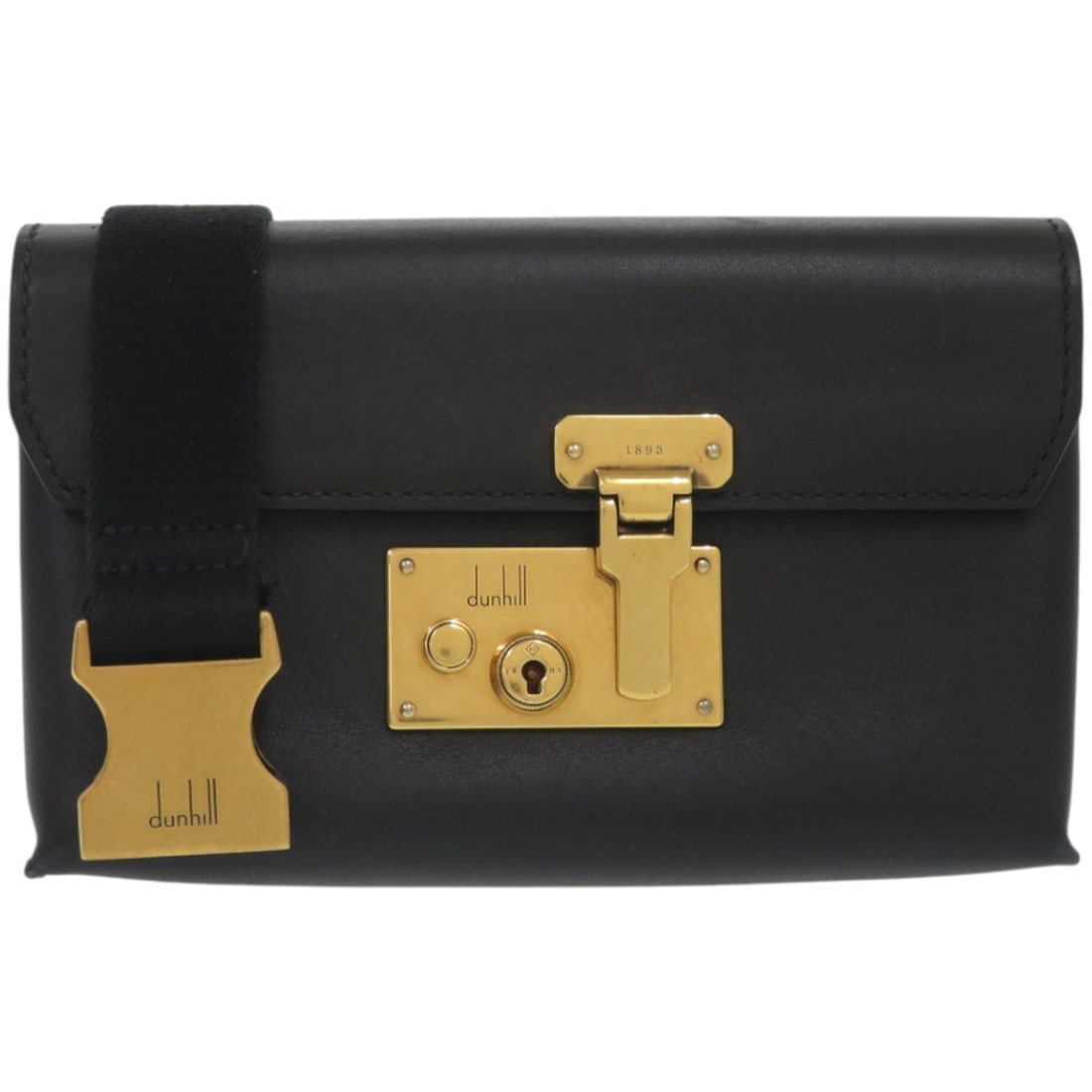 Dunhill Belt Clutch Lock 3-way Leather Shoulder Bag with Gold Hardware in Black (0377): --- Catalog ---Category: SizeSize (HxWxD): 12cm x 20cm x 4cm / 4.72'' x 7.87'' x 1.57''Category: DesignType: Shoulder bagColor: BlackGender: MenMaterial: Leather Hardware Color: GoldCategory: GeneralB