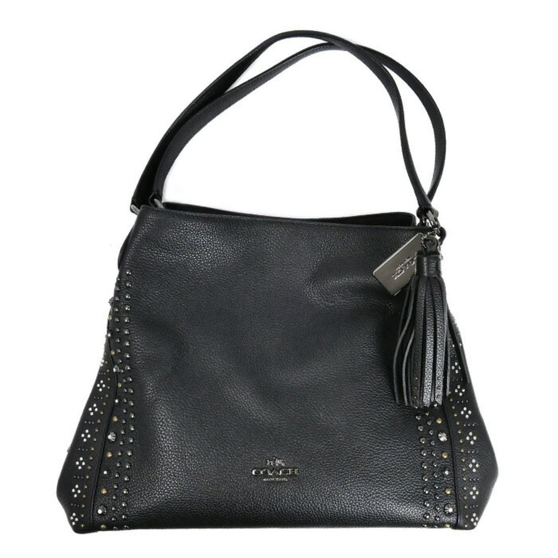COACH Bandana Rivet Edie 31 Shoulder Bag, Black, 55544, Women's: --- Catalog ---Category: SizeSize (HxWxD): 27cm x 25cm x 12cm / 10.62'' x 9.84'' x 4.72''Category: DesignType: Shoulder bagColor: BlackGender: WomenMaterial: Leather Category: GeneralMPN: 55544Brand: