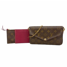 Louis Vuitton Monogram Pochette Felicie Shoulder Wallet M81896 Brown Fuchsia Women's