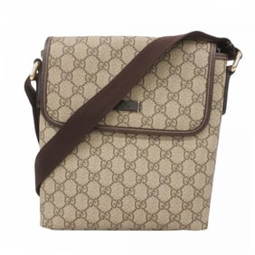 Gucci GG Supreme Shoulder Bag 223666 Brown Champagne Women's