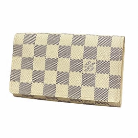 Louis Vuitton Damier Azur Porte Monnaie Billet Tresor Wallet N61744 White Women's