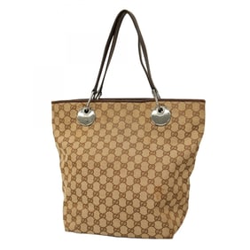 Gucci Tote Bag GG Canvas 120836 Beige Brown Women's
