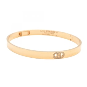 Hermes H d'Ancre Bangle in 18KPG Pink Gold with Diamonds for Women