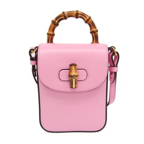 Gucci Bamboo 702106 Women's Leather Backpack,Handbag,Shoulder Bag Pink