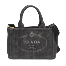 Prada Canapa S Size 1BG439 Women's Canvas Shoulder Bag,Tote Bag Black