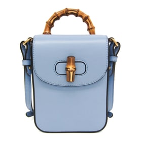 Gucci Bamboo 702106 Women's Leather Backpack,Handbag,Shoulder Bag Blue
