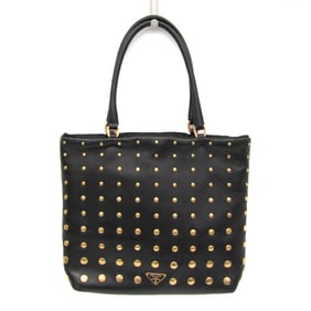 Prada K2303 Studs Small Handbag Women's Leather Handbag Black