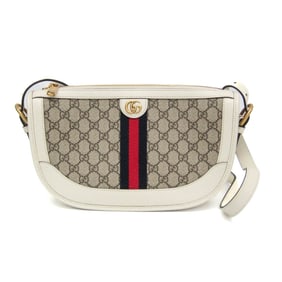 Gucci Ophidia 674096 Women's Leather,GG Supreme Shoulder Bag Beige,White
