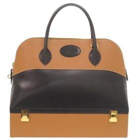 Hermes Hermès MacPherson Box Calf Leather Handbag, Vau Chamonix Black and Gold Two-Tone, Hardware,