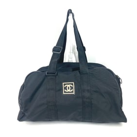 CHANEL A19977 Sport CC Coco Mark Bag Travel Shoulder Boston Nylon Women's Black