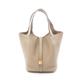 Hermes Hermès Picotin Lock MM handbag in Taurillon Clemence leather, beige.