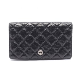 CHANEL Matelasse Coco Button Bifold Long Wallet, Coated Tweed, Women's, Black