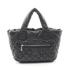 CHANEL Coco Cocoon Small Tote Bag, Nylon and Leather, Women's, Black Bordeaux