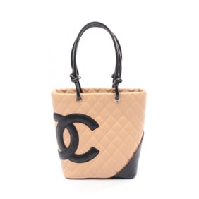 CHANEL Cambon Medium Tote Bag, Leather, Women's, Pink and Black