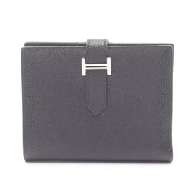 Hermes Hermès Bearn Compact Bi-fold Wallet, Leather Epsom Leather, Women's, Black, 039790CK