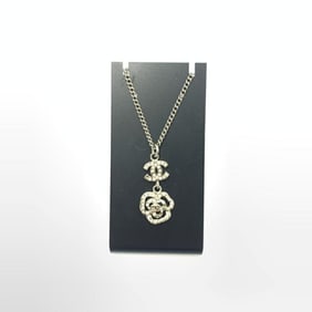 CHANEL Camellia Coco Mark Rhinestone Necklace