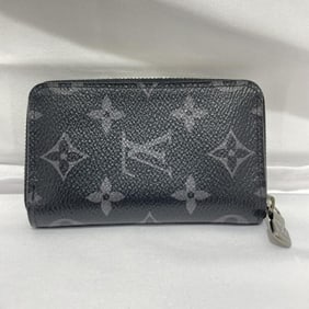 LOUIS VUITTON Monogram Eclipse Zippy Coin Purse, Vertical, Black, M81662