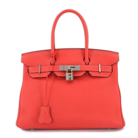 Hermes Hermès Birkin 30 Togo Rouge Pivoine Handbag with R Stamp and Silver Hardware