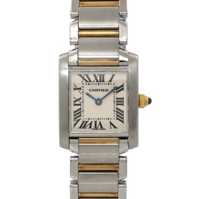 Cartier Tank Française SM Two-tone Watch W51007Q4 Women's Ivory 18K Yellow Gold Quartz