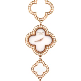 Van Cleef & Arpels Alhambra PG D Bracelet 2365149 VCARN5KC00 PG/RG Quartz Watch