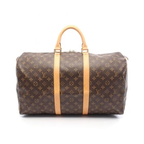 Louis Vuitton Keepall 50 Boston Bag, Coated Canvas and Leather, Monogram, Brown, Men's Women's,