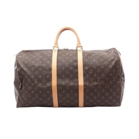 Louis Vuitton Keepall 55 Boston Bag, Coated Canvas and Leather, Monogram, Brown, Men's Women's,