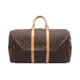Louis Vuitton Keepall 55 Boston Bag, Coated Canvas and Leather, Monogram, Brown, Men's Women's,