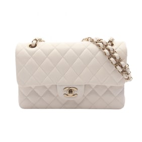 CHANEL Matelasse Double Flap Shoulder Bag in Grained Calfskin Caviar, White, Women's, A01113