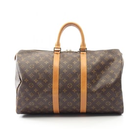 Louis Vuitton Keepall 45 Boston Bag, Coated Canvas and Leather, Monogram, Brown, Men's Women's,