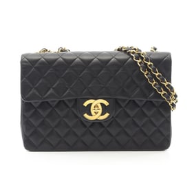 CHANEL Deca Matelasse 34 Shoulder Bag, Lambskin Leather, Women's, Black, A01094