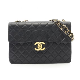 CHANEL Deca Matelasse 34 Single Flap Shoulder Bag in Lambskin Leather, Black