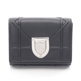 Christian Dior Dior Diorama Bifold Wallet Leather Women's Black