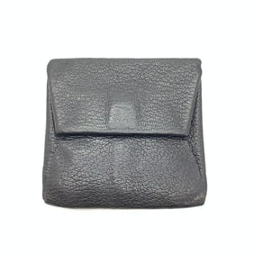 HERMES Leather Wallet/Coin Case Black