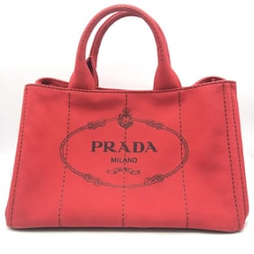 PRADA Canapa Medium Red Canvas Tote Bag BN1877 Prada