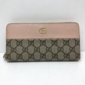 GUCCI GG Canvas Marmont 456117 Round Zip Long Wallet in Pink