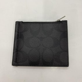 COACH Money Clip Zip Wallet in Signature Canvas, Black