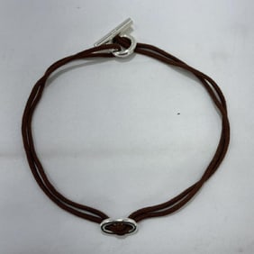 HERMES Chaine d'Ancre Skipper Choker Bracelet, Brown, Hermès Ag925 Silver