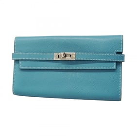 Hermes Hermès Kelly Wallet in Epsom Blue Jean with O Stamp for Women