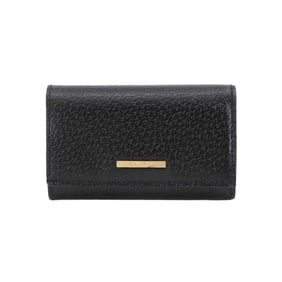 Salvatore Ferragamo 6-ring key case in black leather with gold hardware