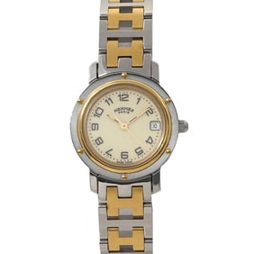 Hermès Clipper CL4 220 Women's Ivory Quartz Watch with Date Display, Two-Tone