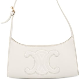 Celine Cuir Triomphe Leather Shoulder Bag 198153 CELINE White