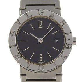 Like new BVLGARI Date BB26SSD Black Dial Stainless Steel 26mm Quartz Women's Two-Hand Watch