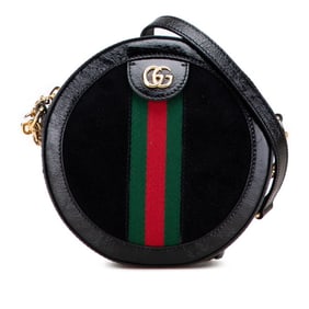 Gucci Ophidia Mini Round Chain Shoulder Bag 550618 in Black Patent Leather and Suede for Women