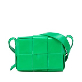 Bottega Veneta Maxi Intrecciato Mini Cassette Shoulder/Crossbody Bag in Paraquito Green Leather for