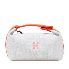Hermès Bride A Black PM Pouch Mini Handbag Rocaval Gris Flannel Wool Women's HERMES