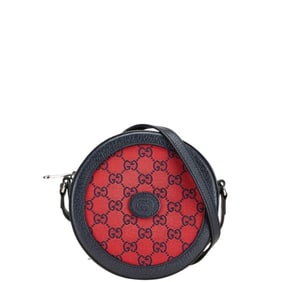 Gucci GG Canvas Crossbody Shoulder Bag 658825 Red Black Leather Women's GUCCI