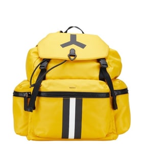 BALLY Crew Backpack, Yellow, Black, Nylon, Leather, Women's