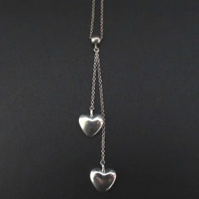 Tiffany & Co. Double Drop Heart Necklace 925SV Silver Women's
