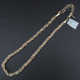 Christian Dior Twist Chain Necklace GP Gold Color Women's