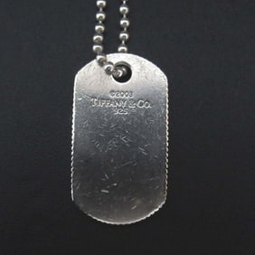 Tiffany & Co. Dog Tag Ball Chain Long Necklace 925SV Silver Women's